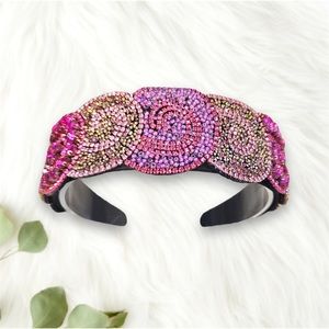 080 - Trend Pink Rhinestone Headband Geometric
